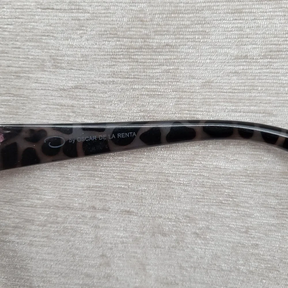 Oscar De La Renta Clear Peachy Pink Frame Sunglasses with Tortoise Arms
